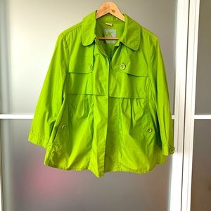 Kiwi green poplin trench-style jacket from Michael Kors. Size 1X. Like new.